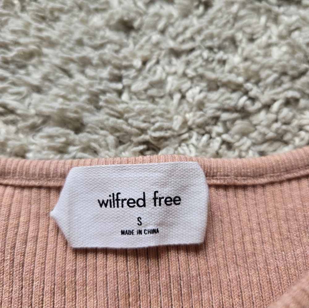Wilfred Free Cut Out Bodycon Mini Dress Womens S Ribknit Peach Sleeveless - Picture 2 of 7
